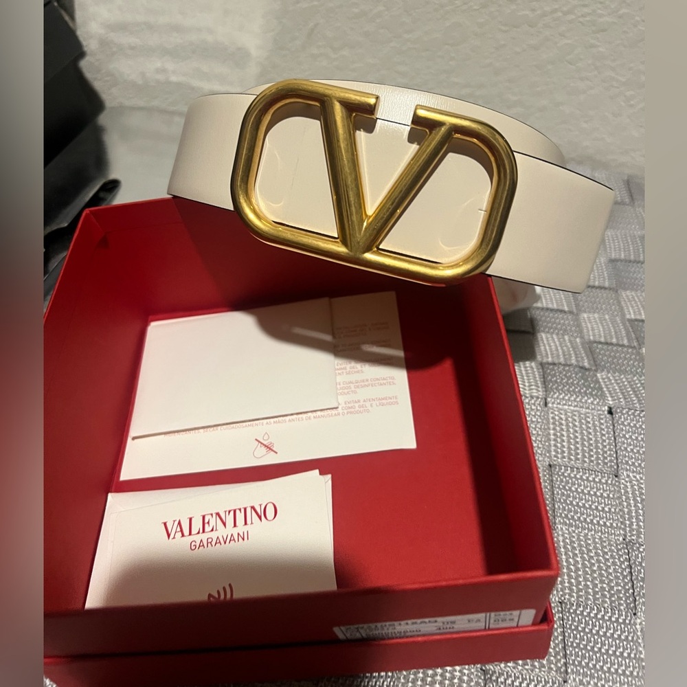 Valentino Garavani White and Gold Women's Belt